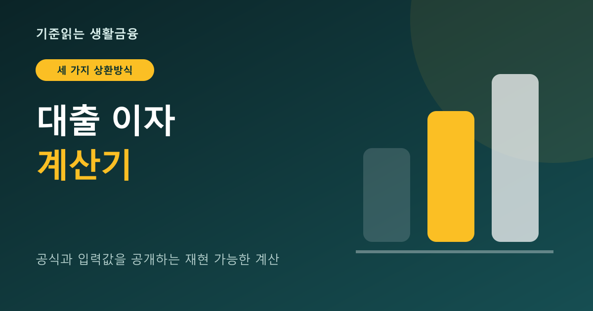 대출 이자 계산기: 원리금균등·원금균등·만기일시 비교 대표 이미지